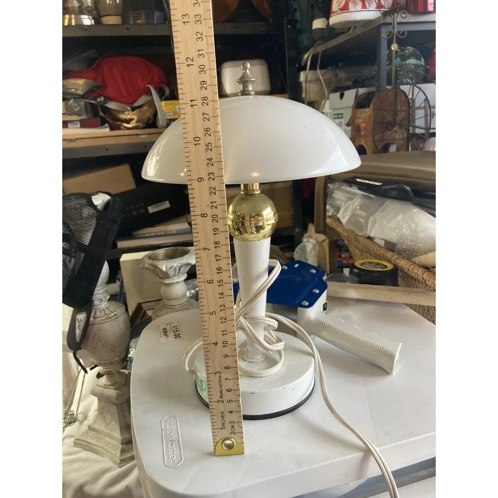 Vintage Atomic Saucer Mushroom Light  White And Gold 13